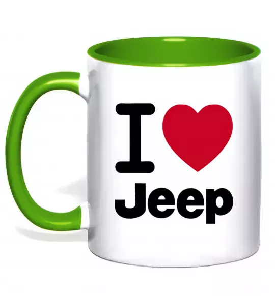 Чашка з кольоровою ручкою I Love Jeep Зелений фото