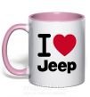 Чашка з кольоровою ручкою I Love Jeep Ніжно рожевий фото