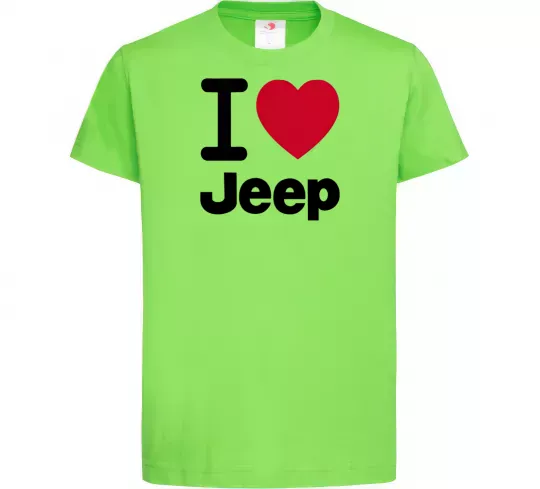 Детская футболка I Love Jeep Лаймовый фото