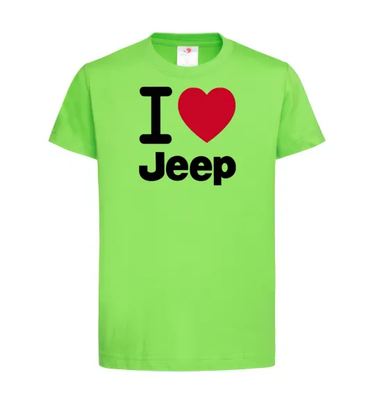 Детская футболка I Love Jeep Лаймовый фото