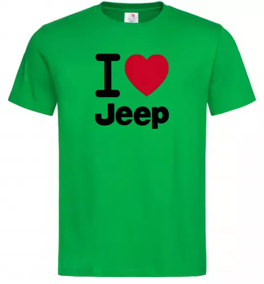 Мужская футболка I Love Jeep Зеленый фото