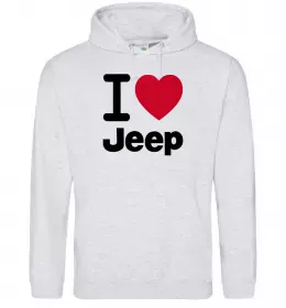 Мужская толстовка (худи) I Love Jeep Серый меланж фото