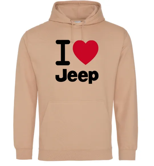 Мужская толстовка (худи) I Love Jeep Песочный фото