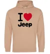 Мужская толстовка (худи) I Love Jeep Песочный фото