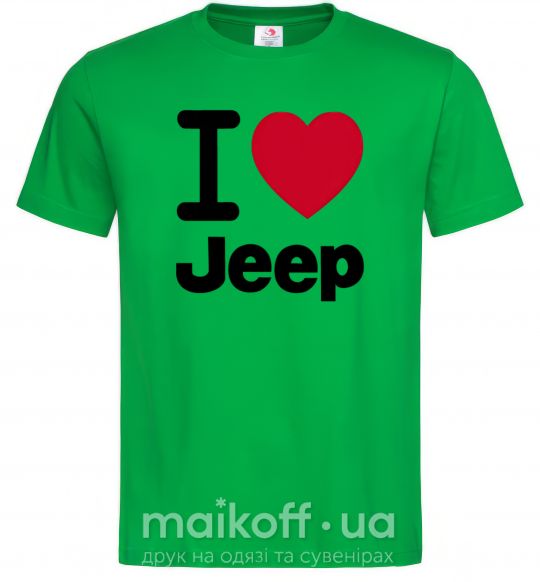 Мужская футболка I Love Jeep Зеленый фото