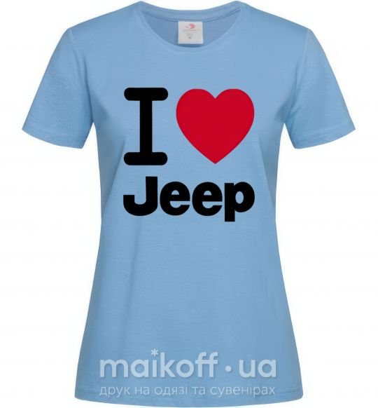 Женская футболка I Love Jeep Голубой фото