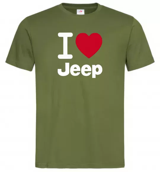 Мужская футболка I Love Jeep Оливковый фото