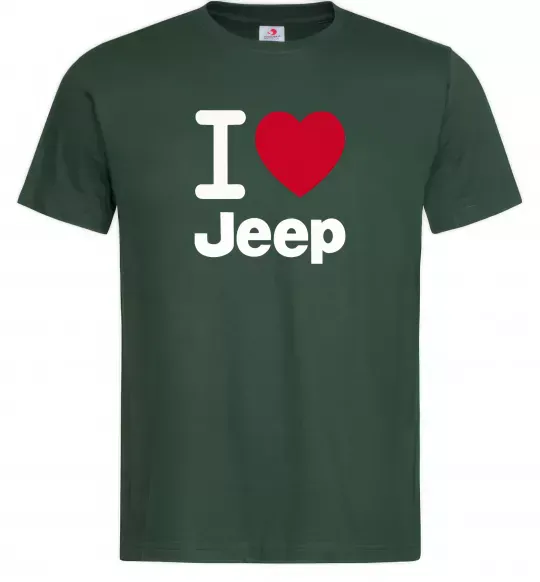Мужская футболка I Love Jeep Темно-зеленый фото
