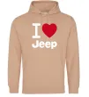 Женская толстовка (худи) I Love Jeep Песочный Женская толстовка (худи) I Love Jeep Песочный фото