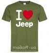 Мужская футболка I Love Jeep Оливковый фото