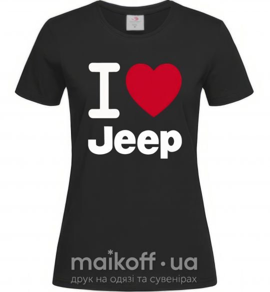 Жіноча футболка I Love Jeep Чорний фото