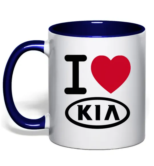 Чашка с цветной ручкой I Love Kia Глубокий темно-синий фото