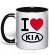 Чашка з кольоровою ручкою I Love Kia Чорний фото