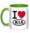 Чашка з кольоровою ручкою I Love Kia Зелений фото