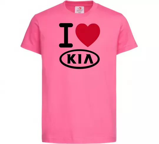 Детская футболка I Love Kia Ярко-розовый фото