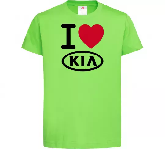 Детская футболка I Love Kia Лаймовый фото