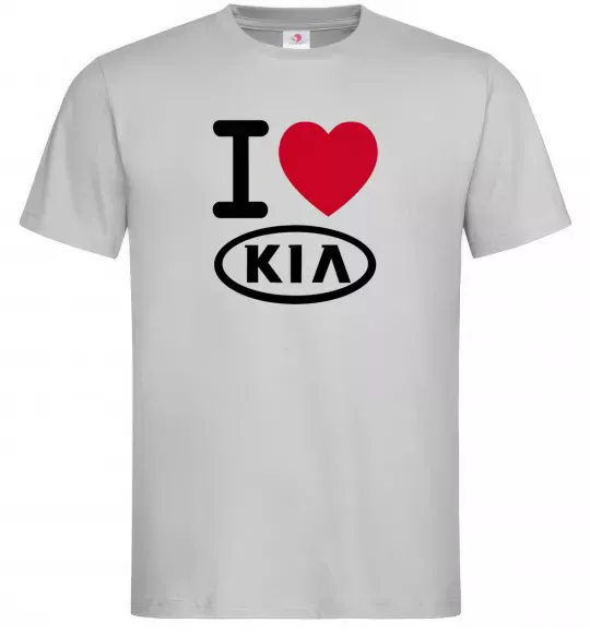 Мужская футболка I Love Kia Серый фото