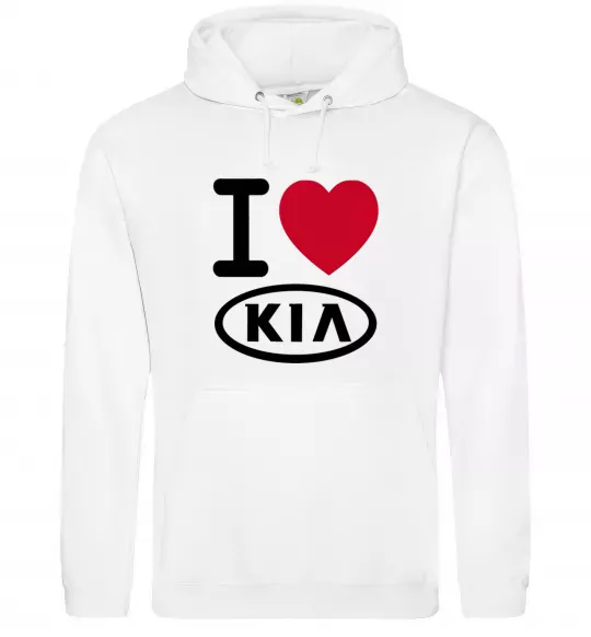 Чоловіча толстовка (худі) I Love Kia Білий фото