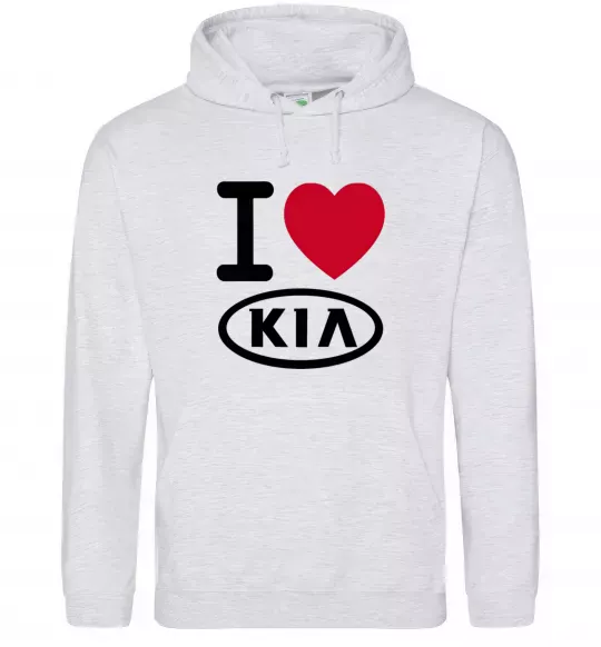 Чоловіча толстовка (худі) I Love Kia Сірий меланж фото