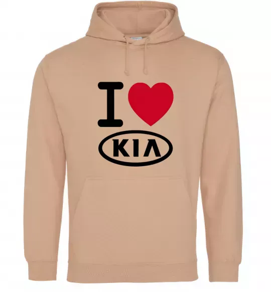 Чоловіча толстовка (худі) I Love Kia Пісочний фото