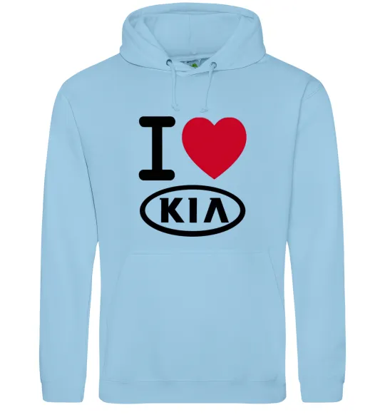 Мужская толстовка (худи) I Love Kia Голубой фото