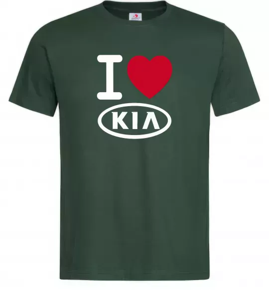 Мужская футболка I Love Kia Темно-зеленый фото