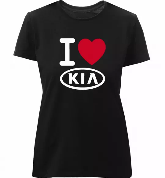 Женская премиум футболка I Love Kia Черный фото