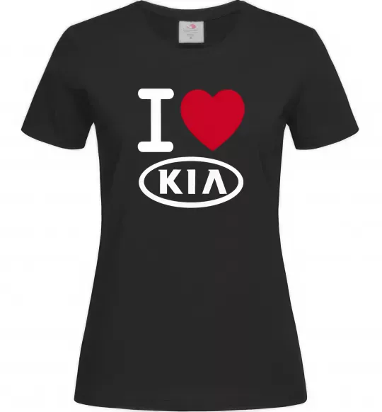 Женская футболка I Love Kia Черный фото