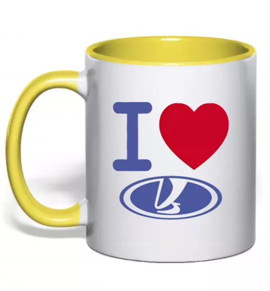 Чашка з кольоровою ручкою I Love Lada Сонячно жовтий фото