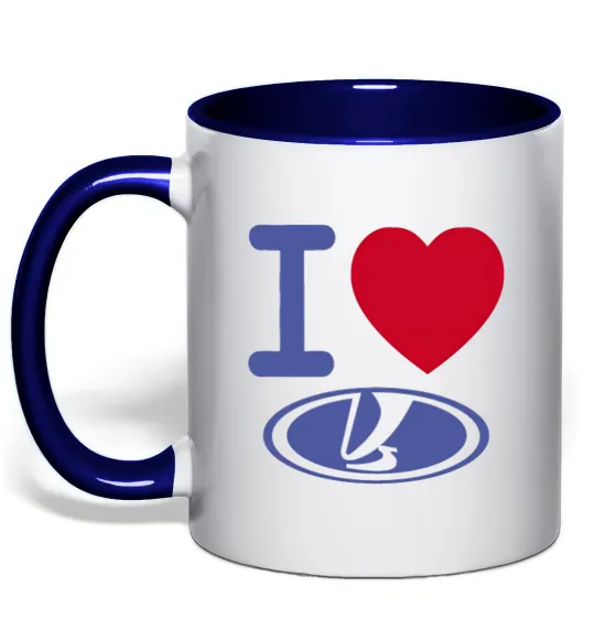 Чашка з кольоровою ручкою I Love Lada Глибокий темно-синій фото