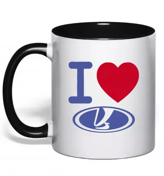 Чашка з кольоровою ручкою I Love Lada Чорний фото