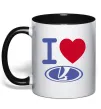 Чашка з кольоровою ручкою I Love Lada Чорний Чашка з кольоровою ручкою I Love Lada Чорний фото