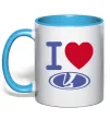 Чашка з кольоровою ручкою I Love Lada Блакитний Чашка з кольоровою ручкою I Love Lada Блакитний фото