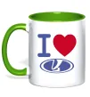 Чашка з кольоровою ручкою I Love Lada Зелений Чашка з кольоровою ручкою I Love Lada Зелений фото