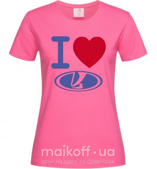 Жіноча футболка I Love Lada Яскраво-рожевий фото