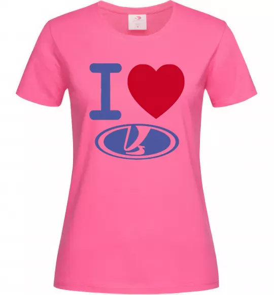 Жіноча футболка I Love Lada Яскраво-рожевий фото
