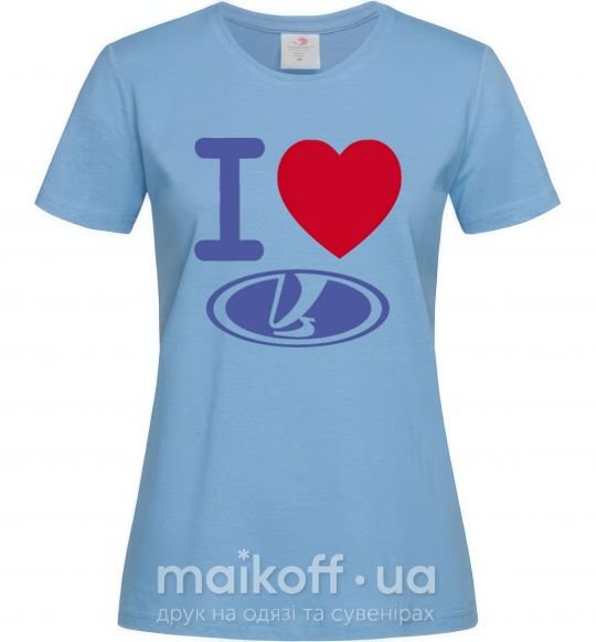Жіноча футболка I Love Lada Блакитний фото