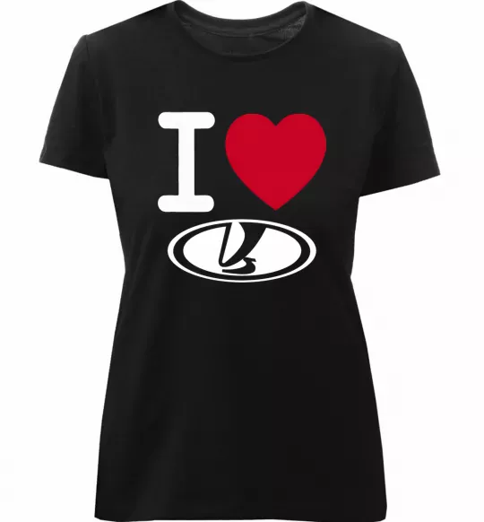Женская премиум футболка I Love Lada Черный фото