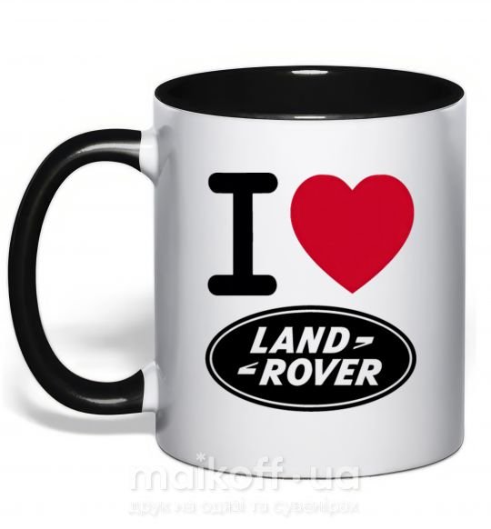 Чашка з кольоровою ручкою I Love Land Rover Чорний фото