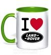 Чашка с цветной ручкой I Love Land Rover Зеленый фото