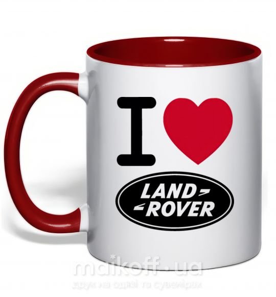 Чашка з кольоровою ручкою I Love Land Rover Червоний фото