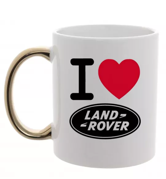 Чашка с цветной ручкой I Love Land Rover Золото фото