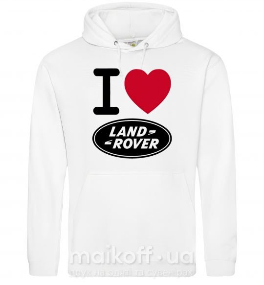 Чоловіча толстовка (худі) I Love Land Rover Білий фото