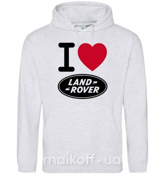 Мужская толстовка (худи) I Love Land Rover Серый меланж фото