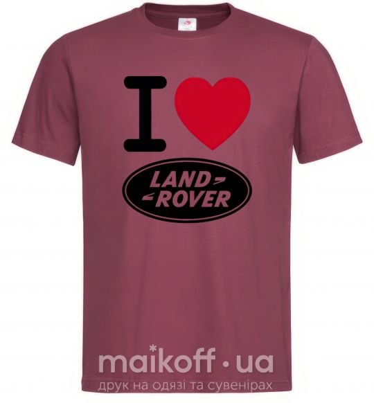 Мужская футболка I Love Land Rover Бордовый фото