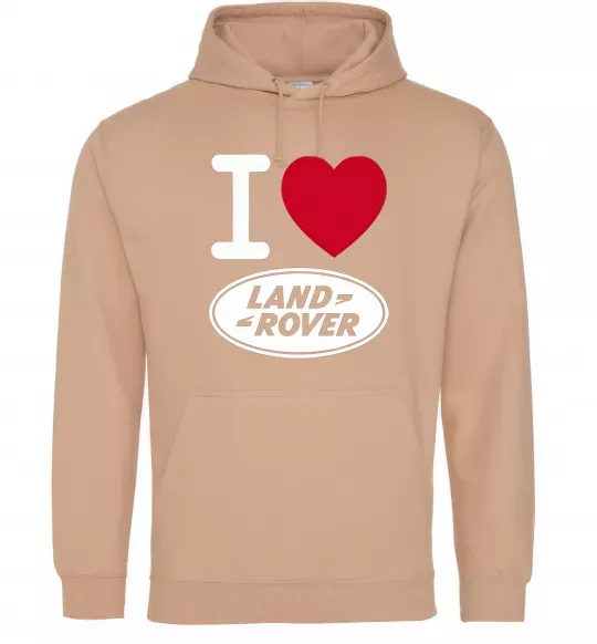 Мужская толстовка (худи) I Love Land Rover Песочный фото