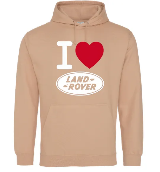Женская толстовка (худи) I Love Land Rover Песочный фото