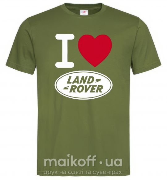 Мужская футболка I Love Land Rover Оливковый фото