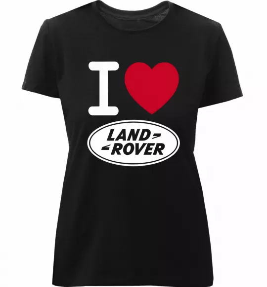 Женская премиум футболка I Love Land Rover Черный фото