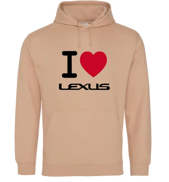 Мужская толстовка (худи) I Love Lexus Песочный фото